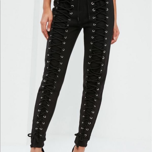 Missguided Pants - Front lace up joggers